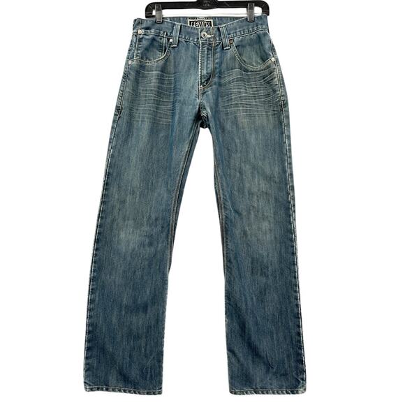 Levi's 514 Blue Denim Faded Wash Distressed Slim Straight Jeans Size 31 x 30 - Picture 1 of 11